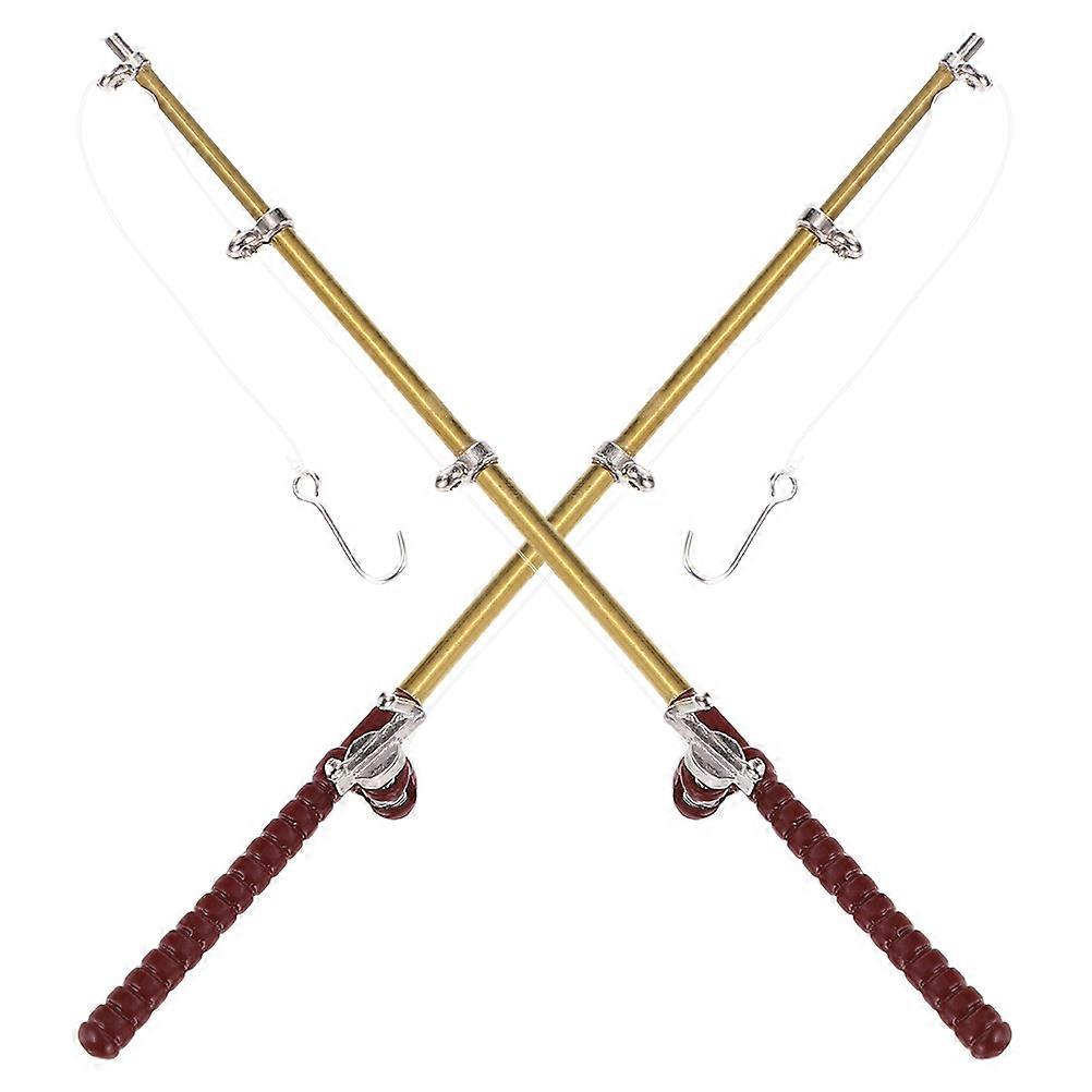 Mini Fishing Pole Toy Fishing Rod for Decoration 6Pcs Set