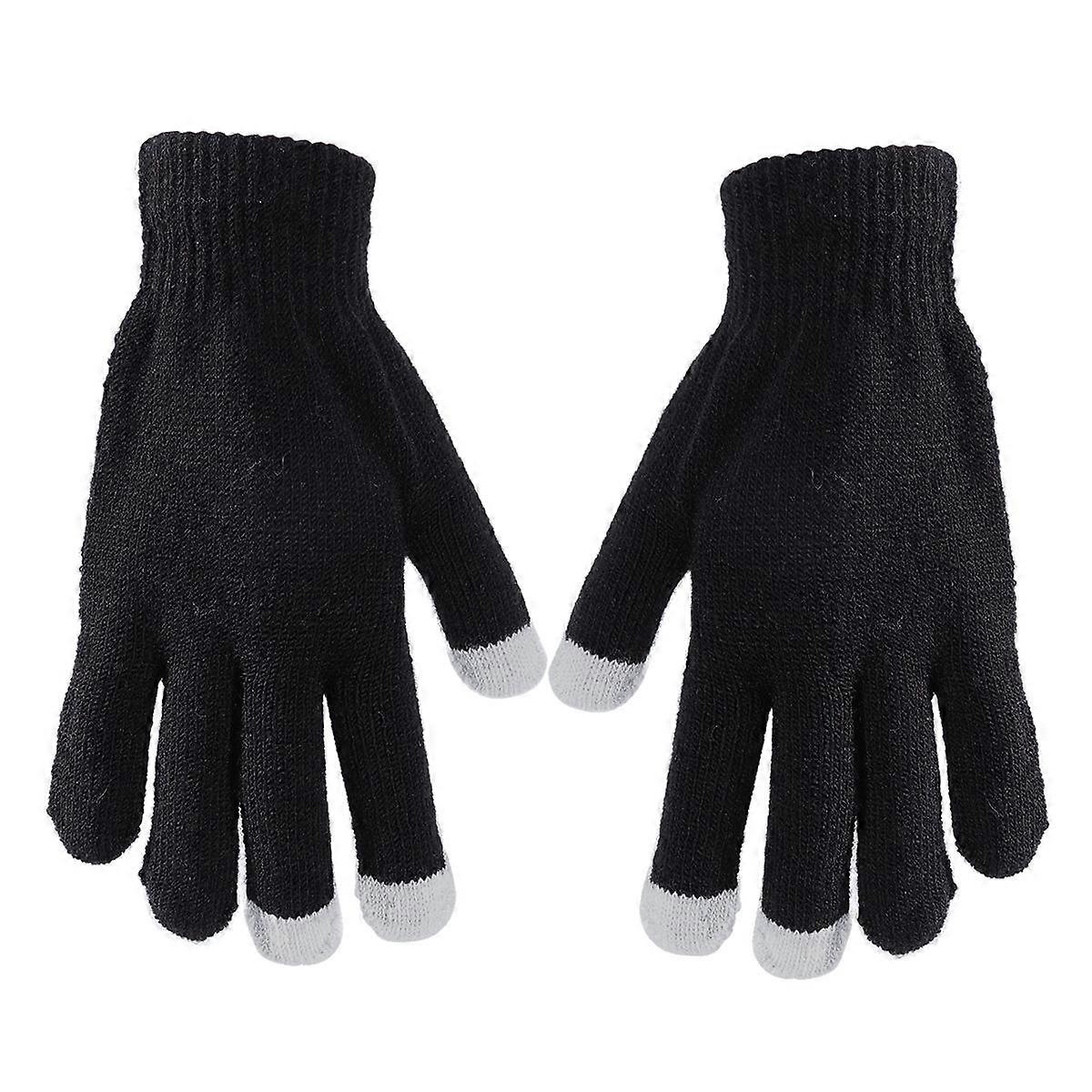 Touch Screen Gloves Pair for Winter Use Unisex Sensitive Texting Gloves Black
