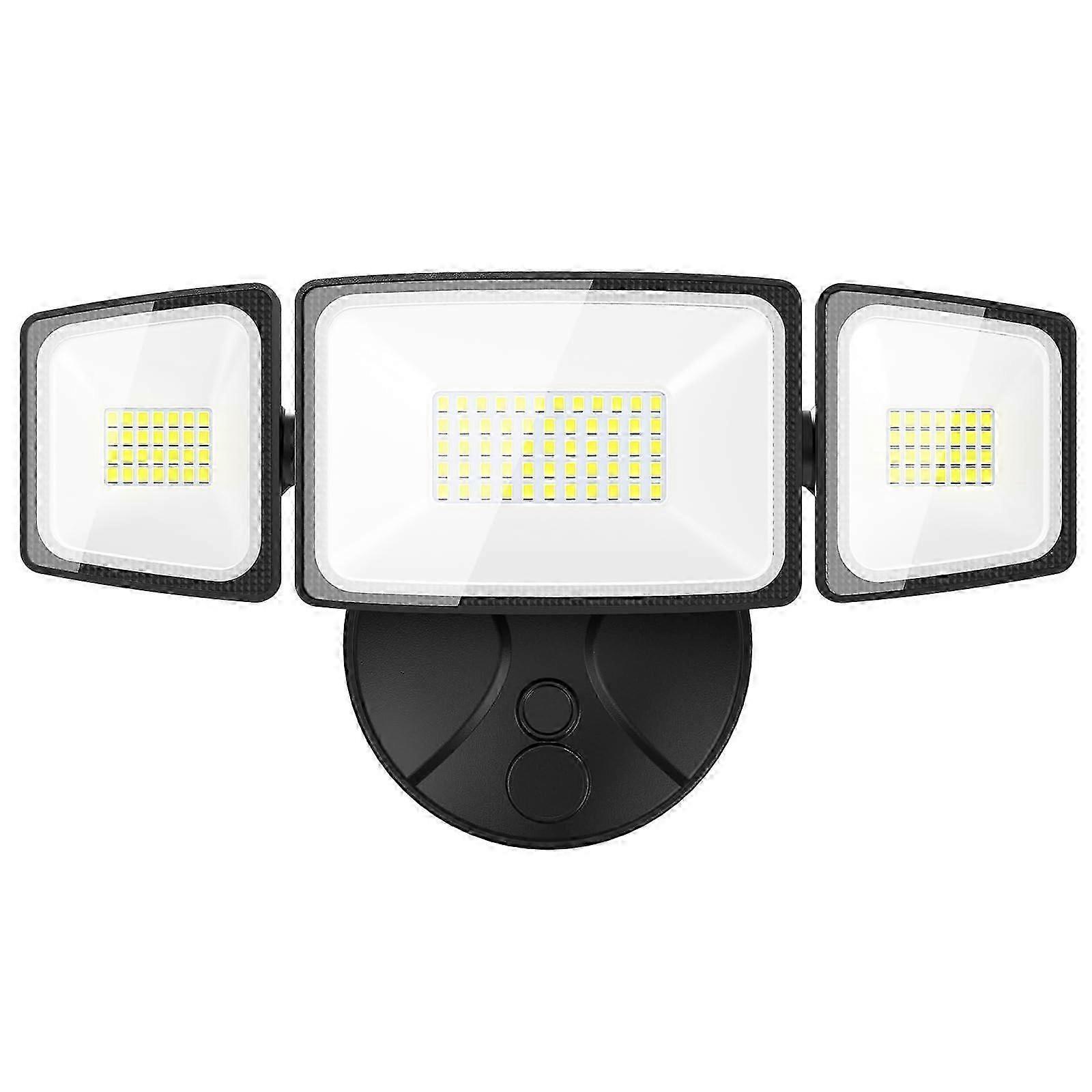 Onfor 60W flood lights open, 6000lm brightness security lights switch controlled, 3 adjustable head