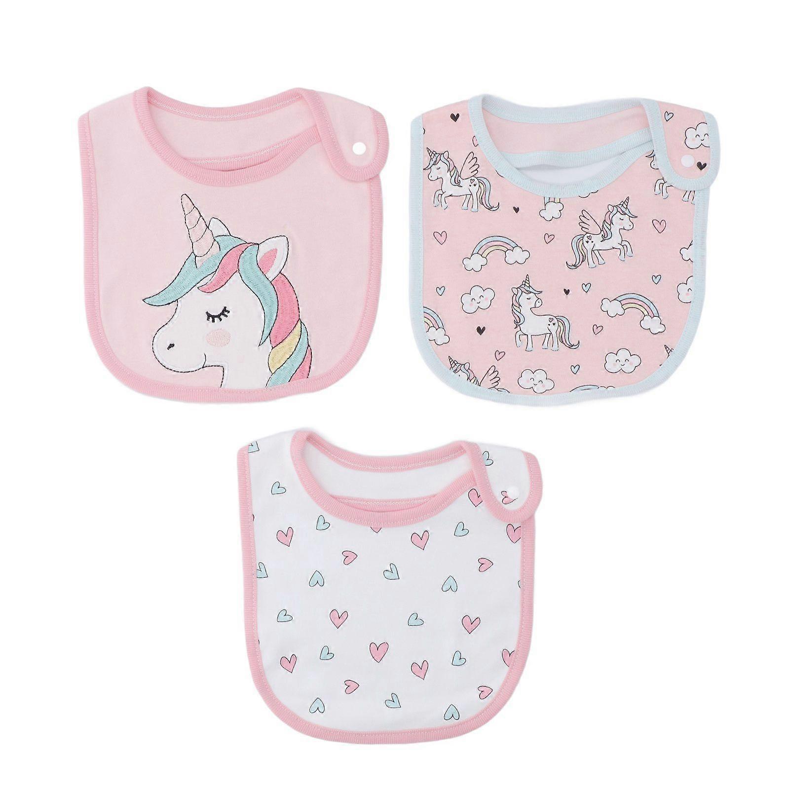 3pcs Baby Bibs Cute Print Full Cotton Soft Absorbent Snap Closure Drool Bibs for Teething and Drooling Horse