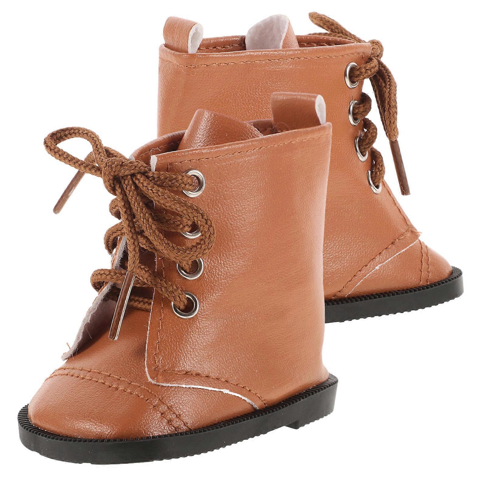 Boots Toy Pu Material in Chocolate Color for Doll Dress-Up Diy 1 Pair