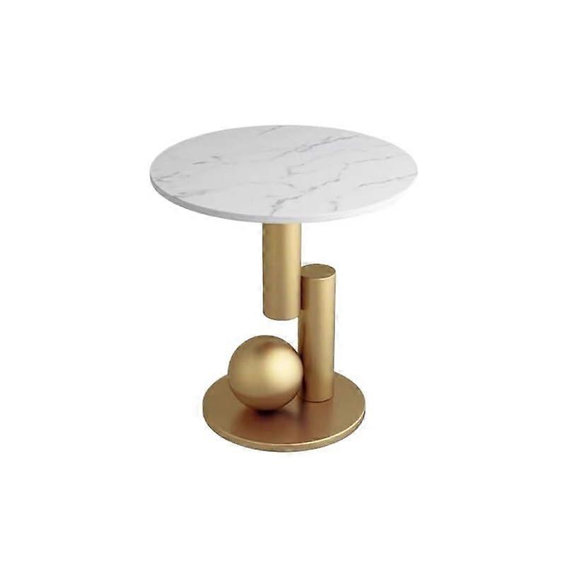 Couch End Table Model C Nordic Style Marble Round End Table, 50cm Diameter Marble , Living Room Sofa Bedside Table