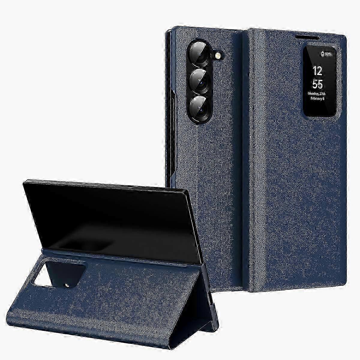 Smart View Window Leather Phone Case with Card Slot - TPU PC PU Protective Cover??