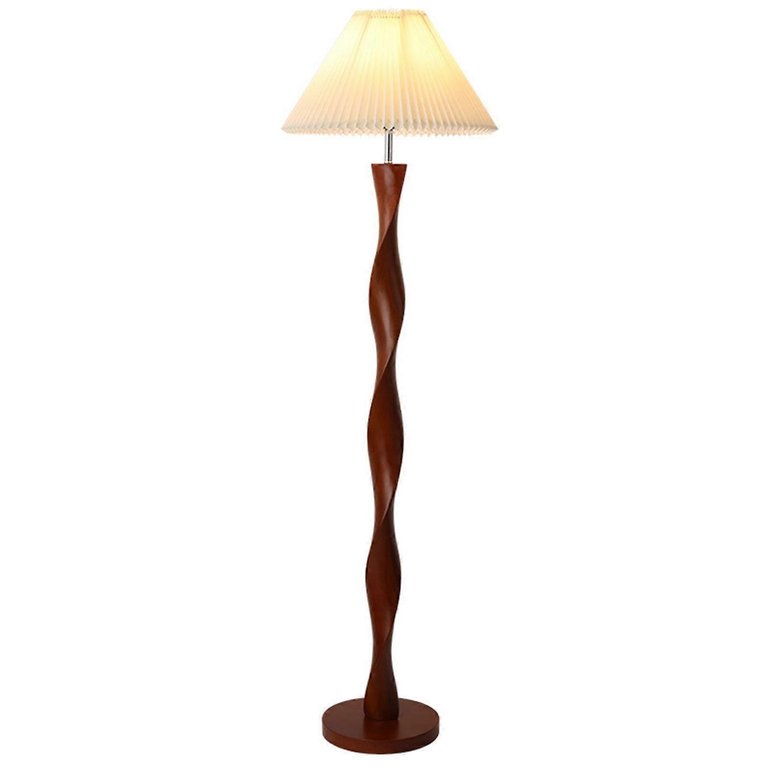 Floor Lamp Corner Standing Lamp Vintage Pole Lamp With Light Golden Fabric Shade Rustic Stand Up Lamp For Living Room