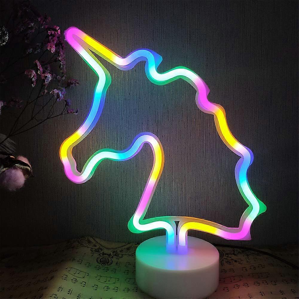 Colorful Magical Unicorn LED Neon Sign Light Motif Night Lamp With Base Table Wall Decor Family Birthday Multi Unicorn