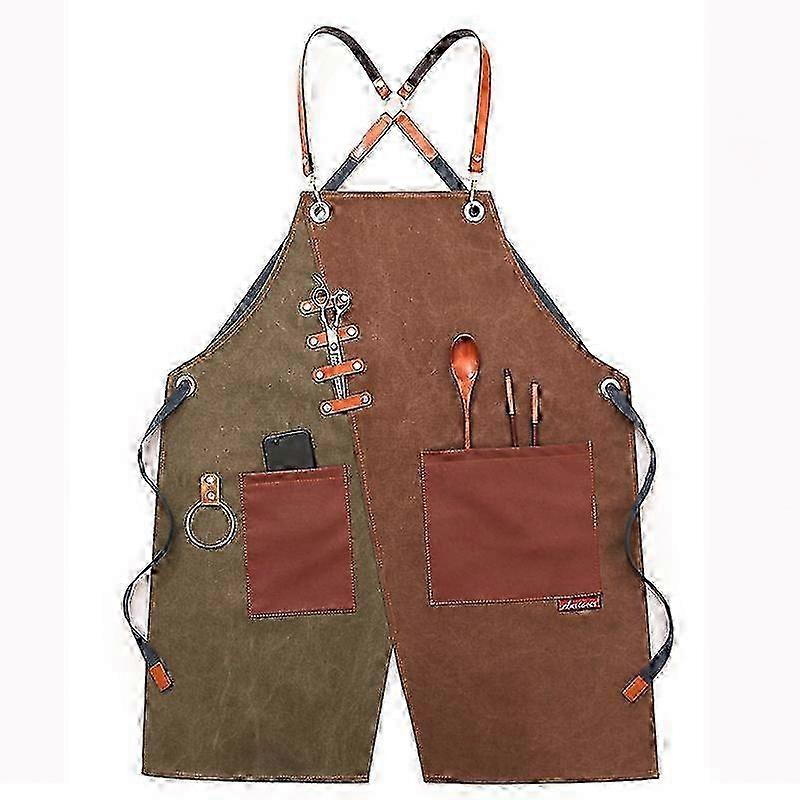 Men's and Women's Heavy-Duty Canvas Aprons with Large Pockets One Size Cross-Back Design 2025