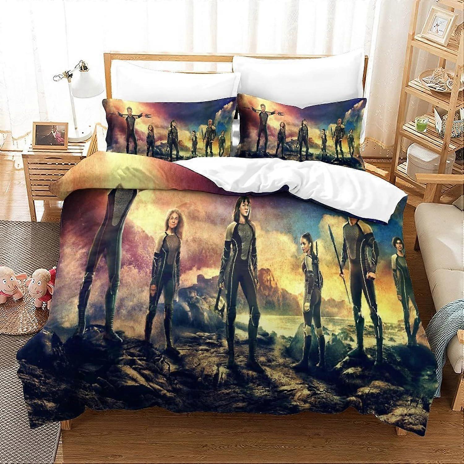 AM1043 Påslakan Set Hungriga Spel Sängkläder Set Film Affisch Överkast Microfiber Sängkläder Överdrag Set Täcke Enkel140x200cm