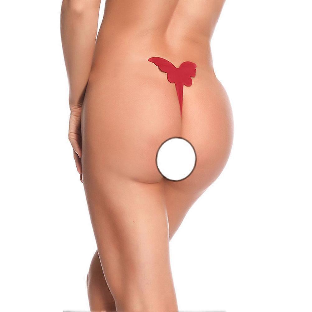 Invisible Underwears C Shaped Briefs for Women Wearing 1 Piece Red Thong