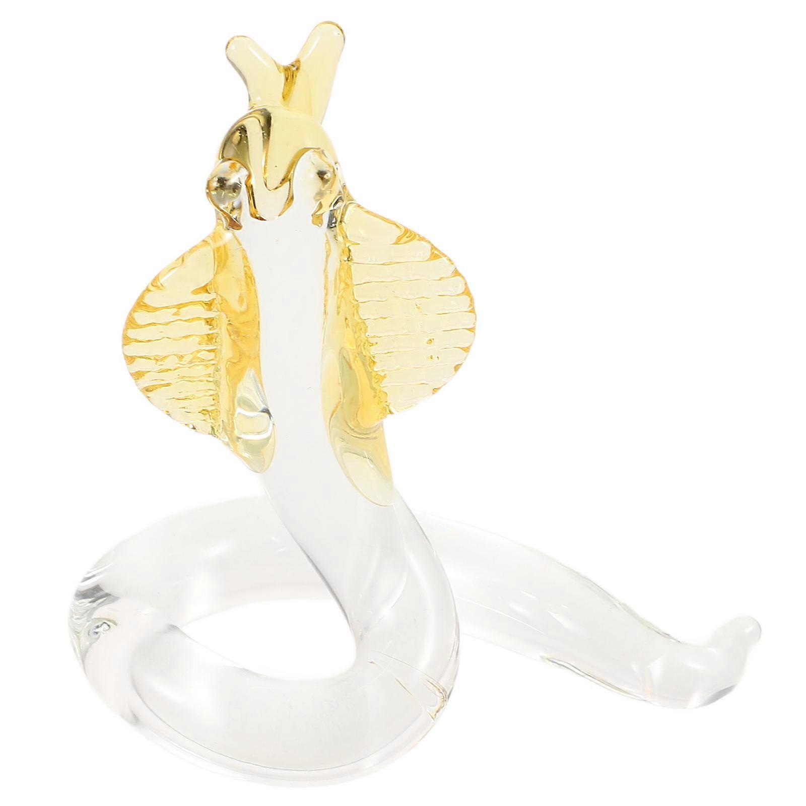 2Pcs Unique Shape Crystal Snake Sculpture Office Decoration Multi Color Desk Ornament Craftsmanship