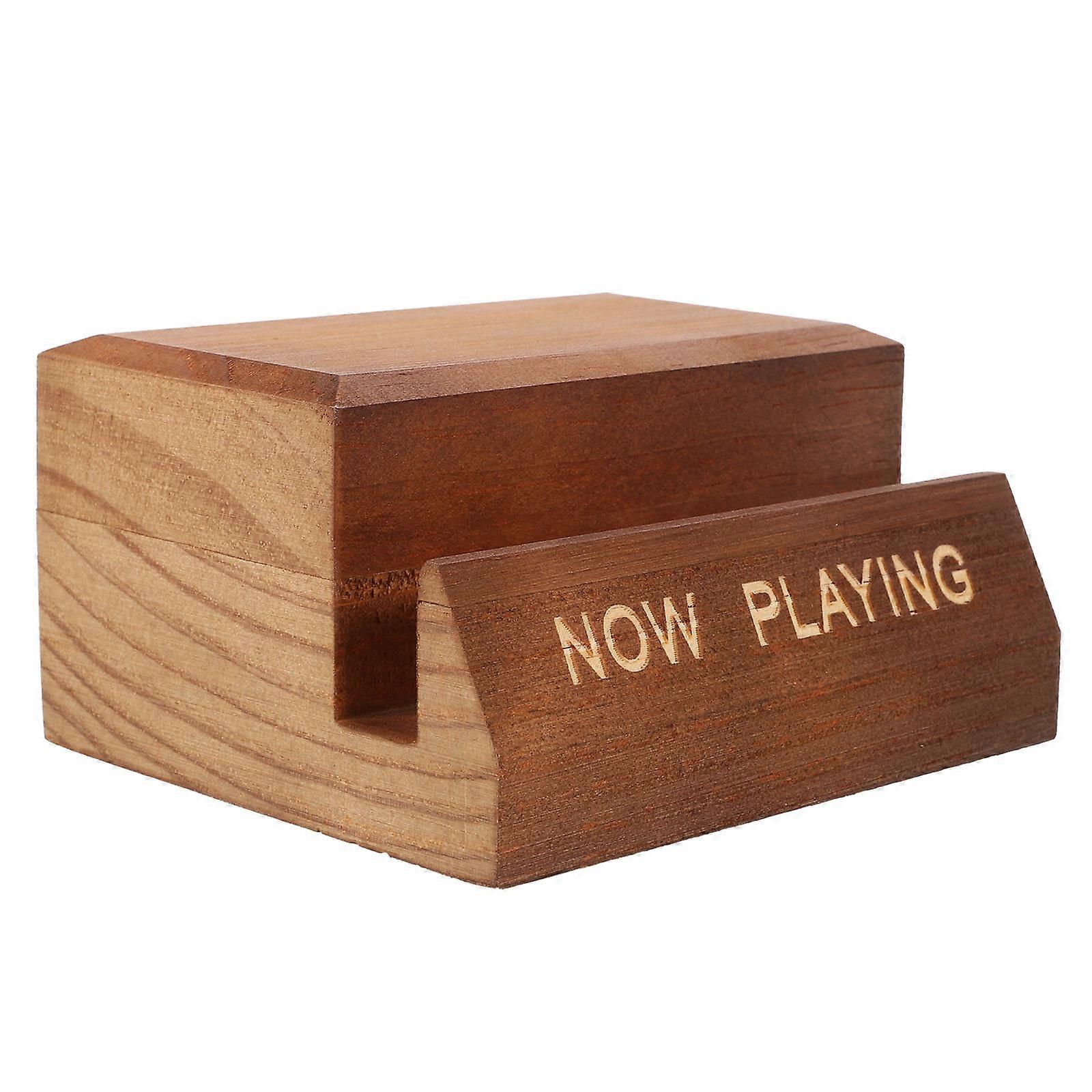 Vinyl Record Display Rack Light Brown Wood Record Stand Desktop Organizer for Storage