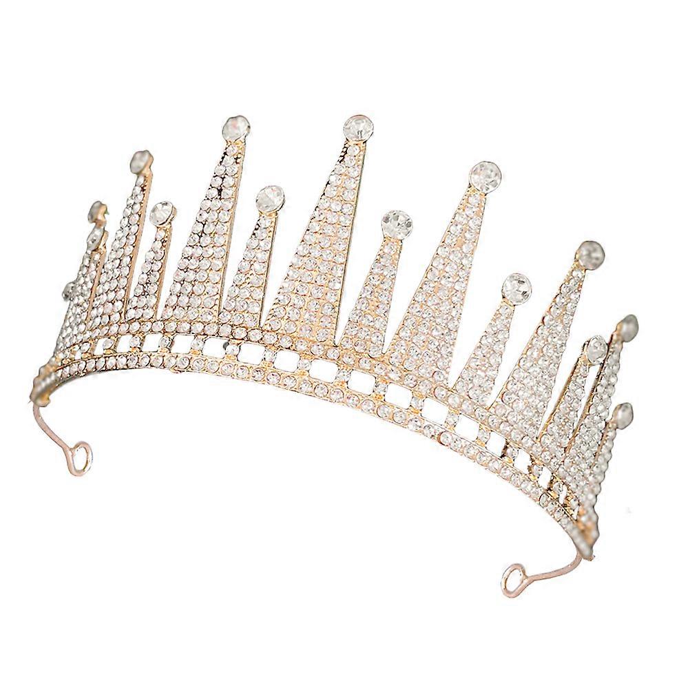 Rhinestone Tiara Crown Headpiece For Women In Golden Color Suitable For Various Occasions Including Weddings In 3Pcs Quantity