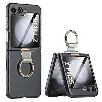 25-26 for Samsung Galaxy Z Flip 5 Case with Ring, Slim Thin Protective Case with Screen Protector, Hard PC Shockproof Case for Z Flip 5 with Ring