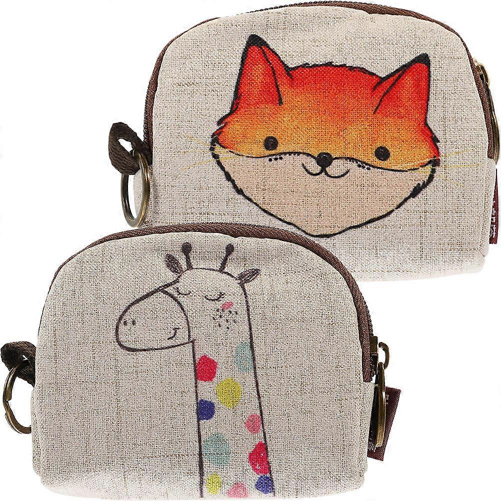 Multi Color Cartoon Coin Wallet 8 Pcs Zipper Design Portable Purse For Shopping Daily Use Rectangular Size Storing Items