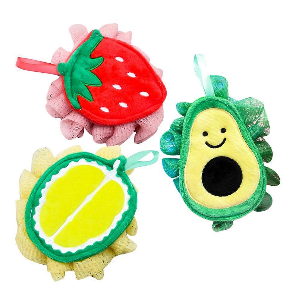 Bathing Scrubbers Exfoliating 12 Pcs Assorted Color Cartoon Fruit Shape Bath Balls For Kids Easy To Use Foam Producing