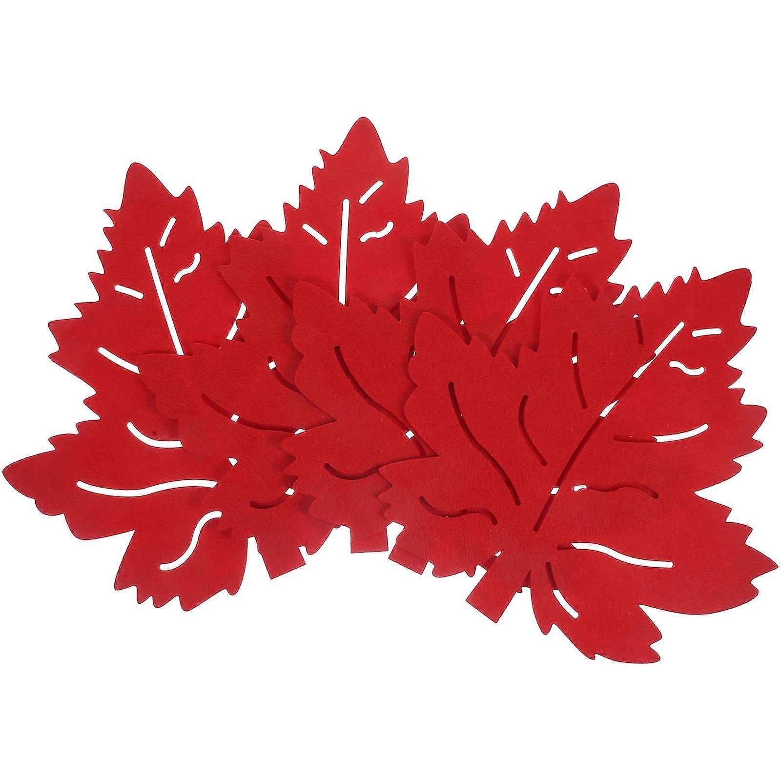 Insulation Table Place Mats Leaves Coasters Absorbing Liquids 28.50X27.50X0.30CM Red Fabric for Easter 16Pcs
