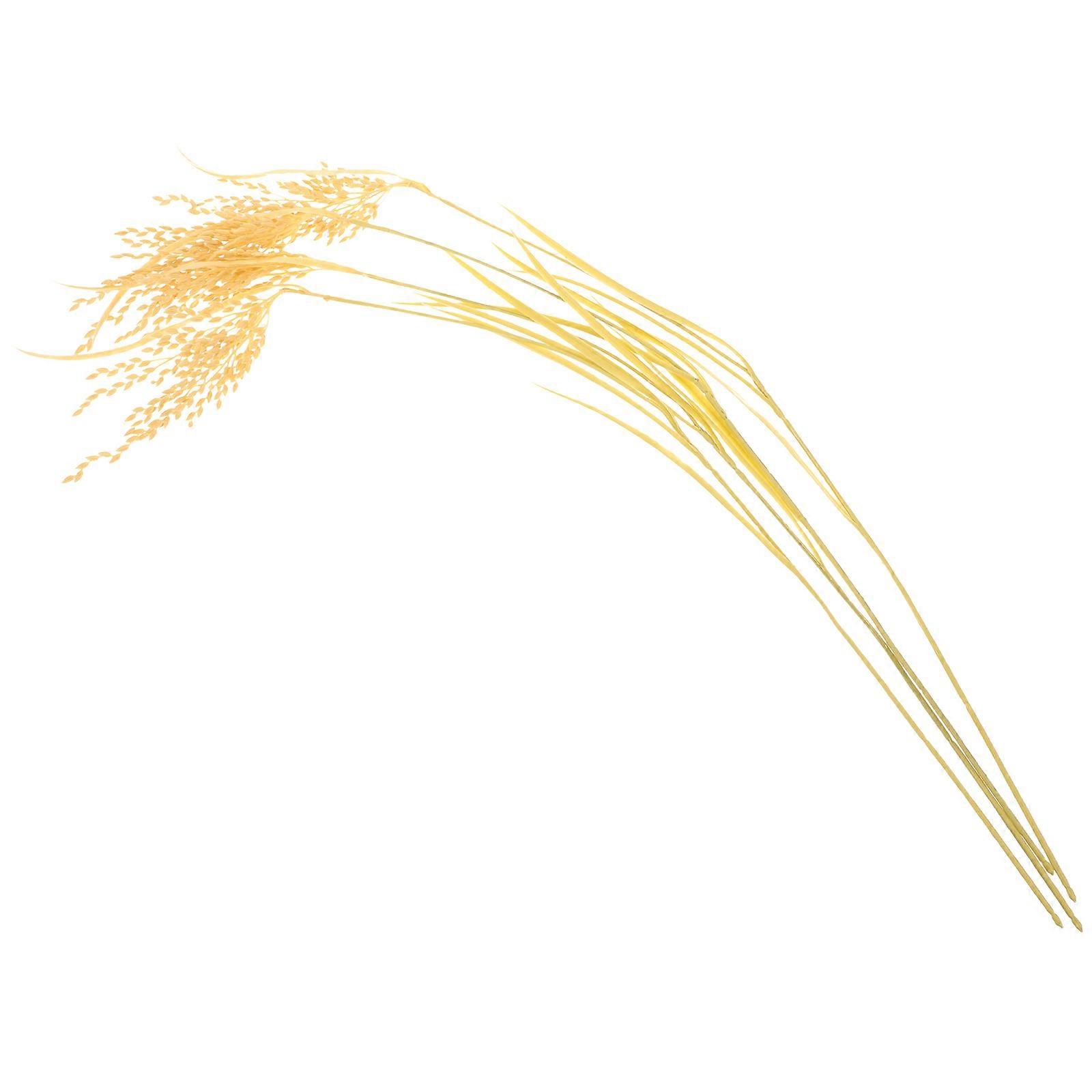Decorative Artificial Rice Wheat Ears for Home Use 8Pcs Yellow Plastic
