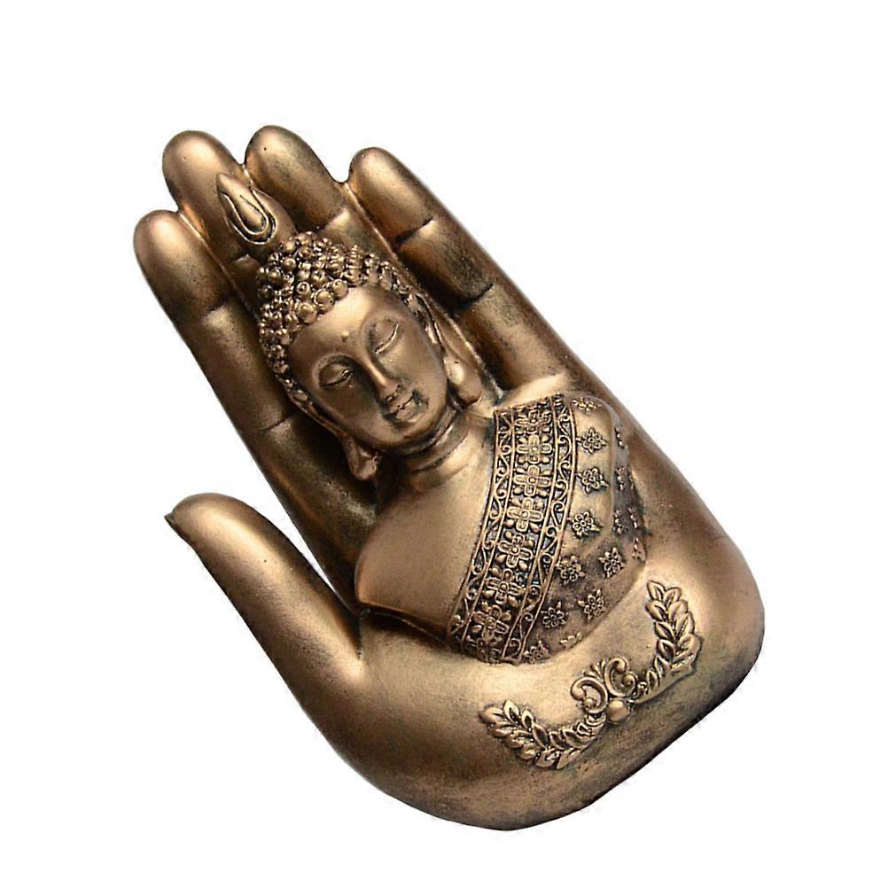 Statue de Bouddha doré dans une paume, décoration de table créative pour salon, 1 ensemble, ajoute de l'énergie positive