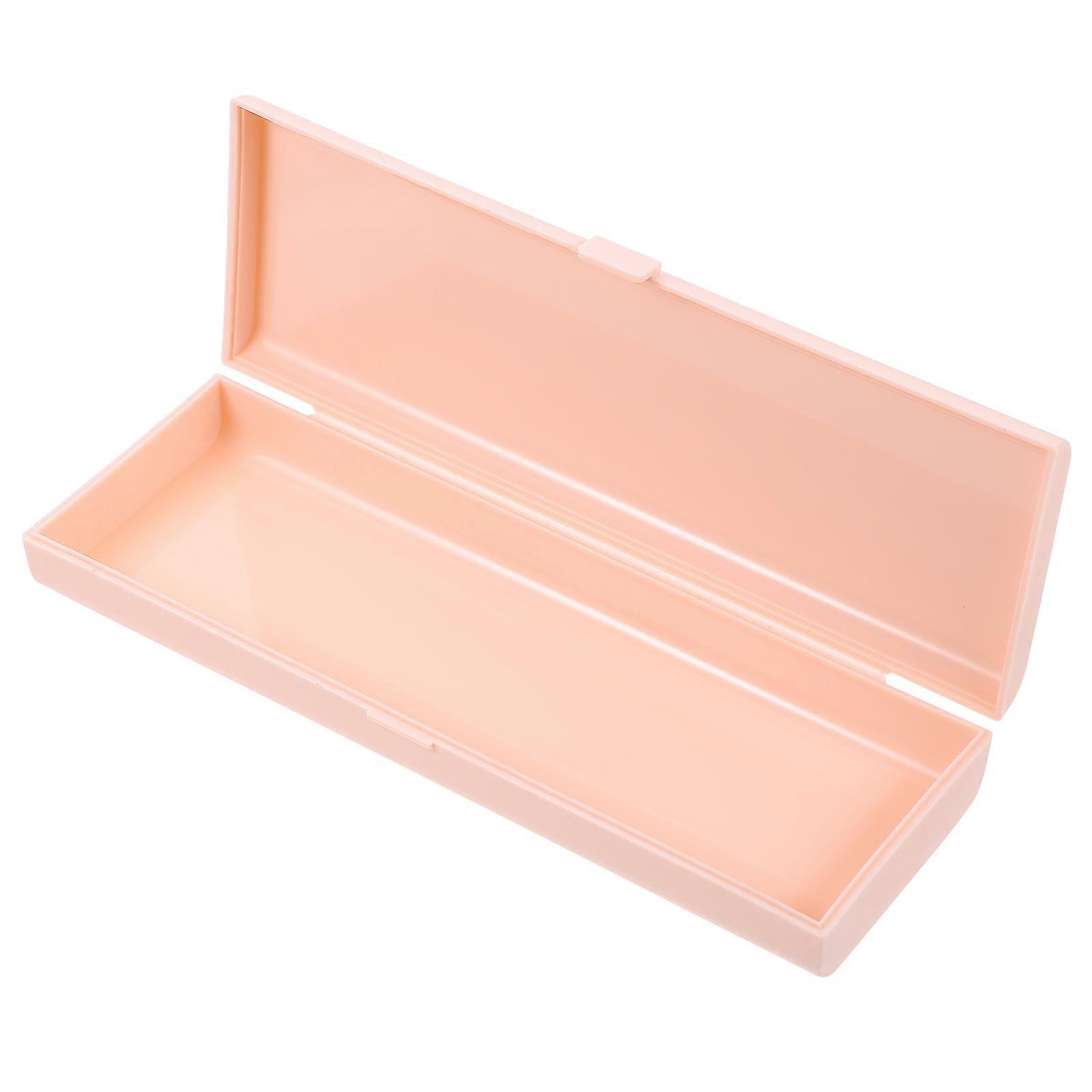 Plastic Pencil Case Portable Stationery Box for Storage 1Pcs Pink