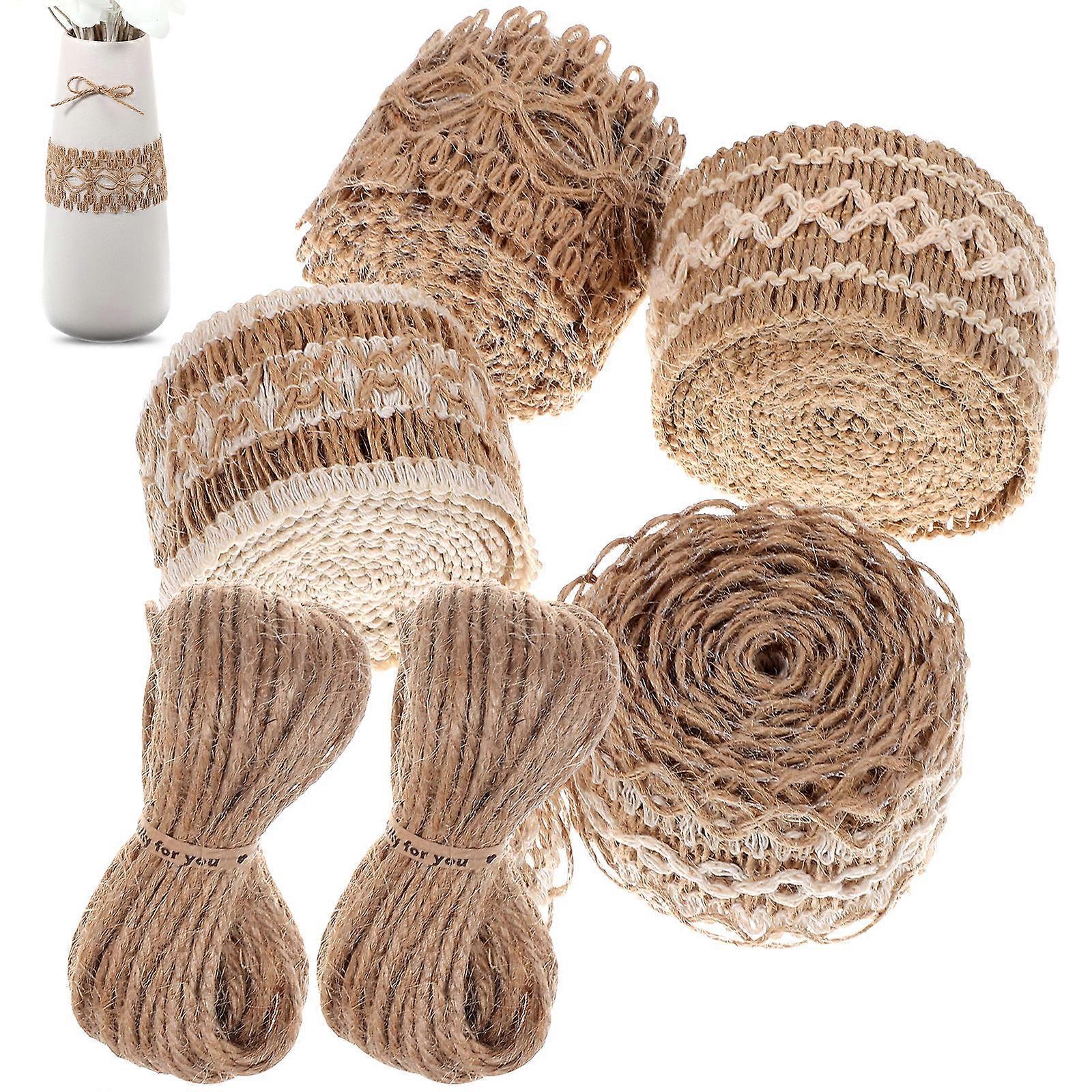 Natural Jute Ribbon Lace Ribbon for DIY Crafts with 30 Rolls Included