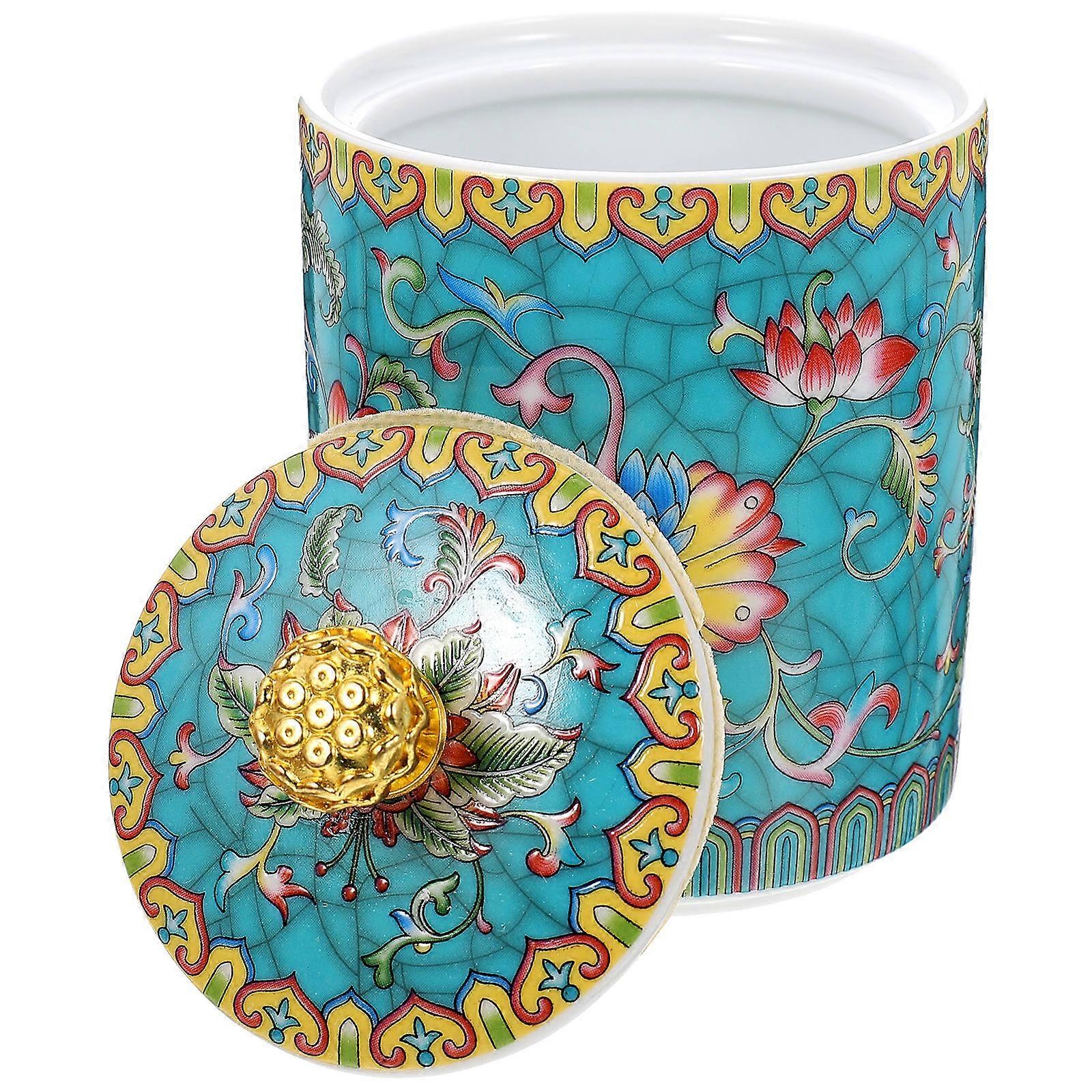 Sky-Blue Ceramic Tea Jar for Candy Storage 4Pcs Vintage Tea Storage Can