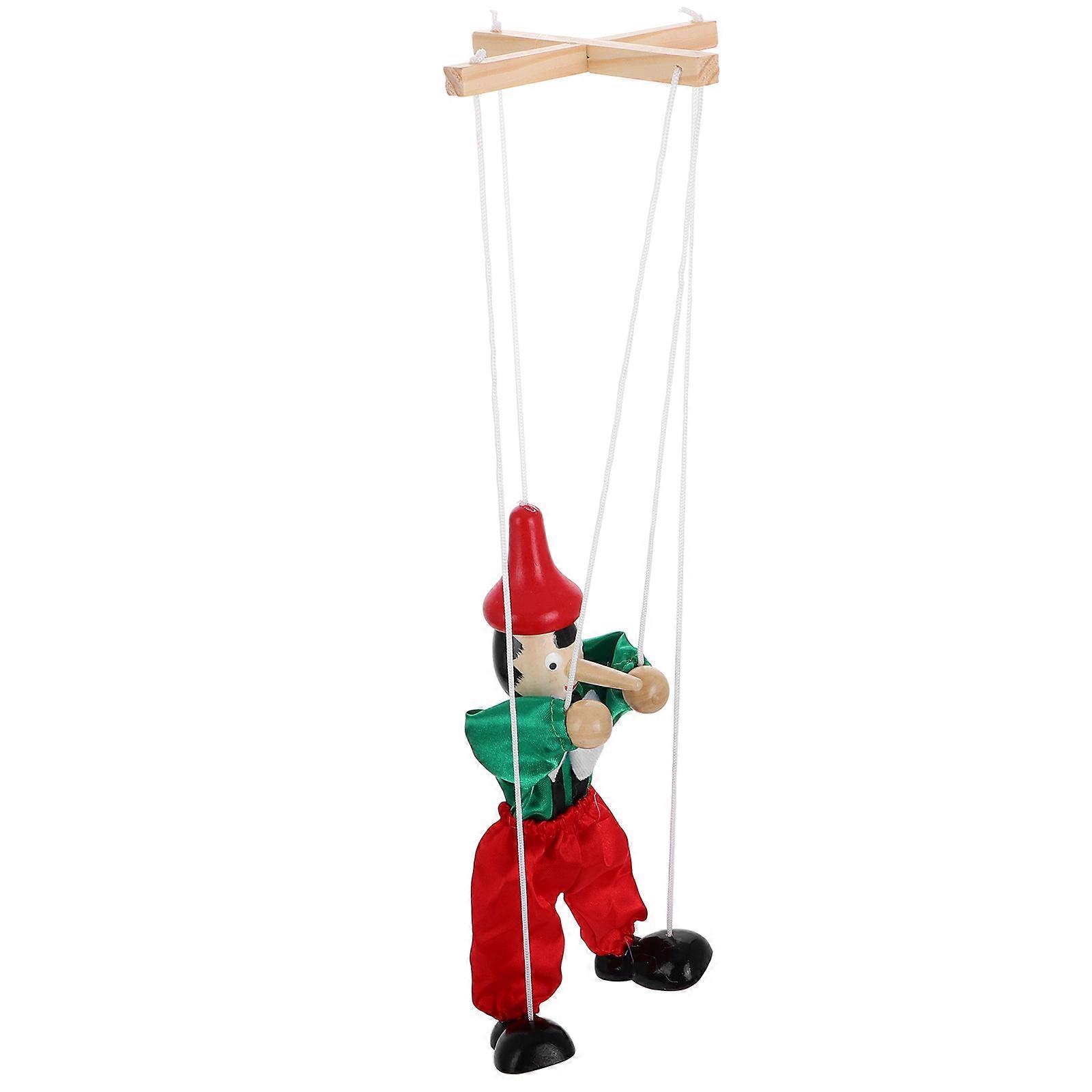 Interactive Wooden Marionette Puppet Show Toy For Children 24X18X7CM Handcrafted Assorted Color 3Pcs