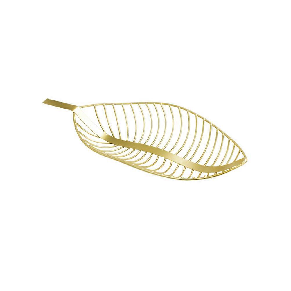 Fruit Basket Leaf Shape for Snacks 2Pcs Golden Tray Dish for Home Use
