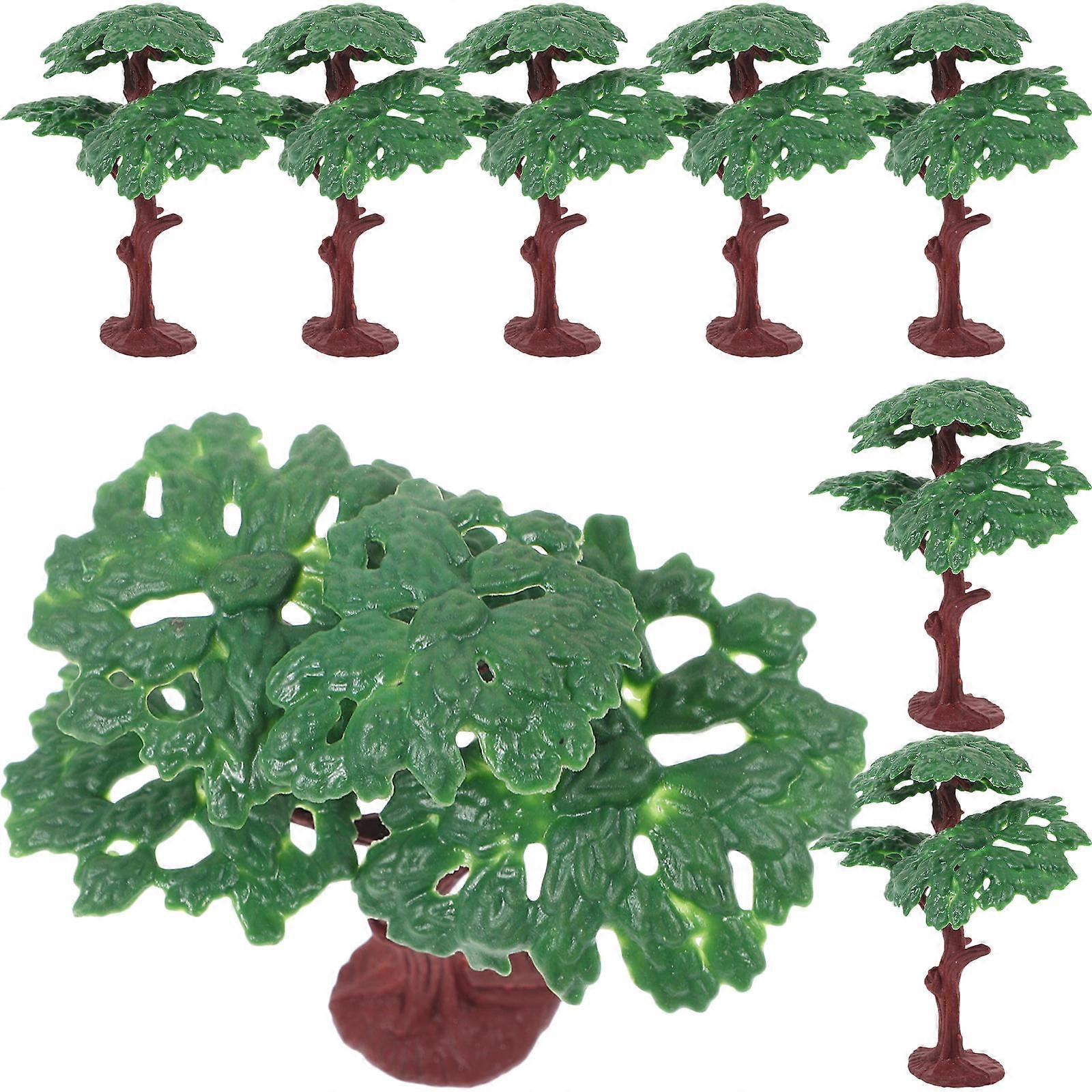 Miniature Scene Trees PVC Green Model Trees for Interior Decor 24Pcs