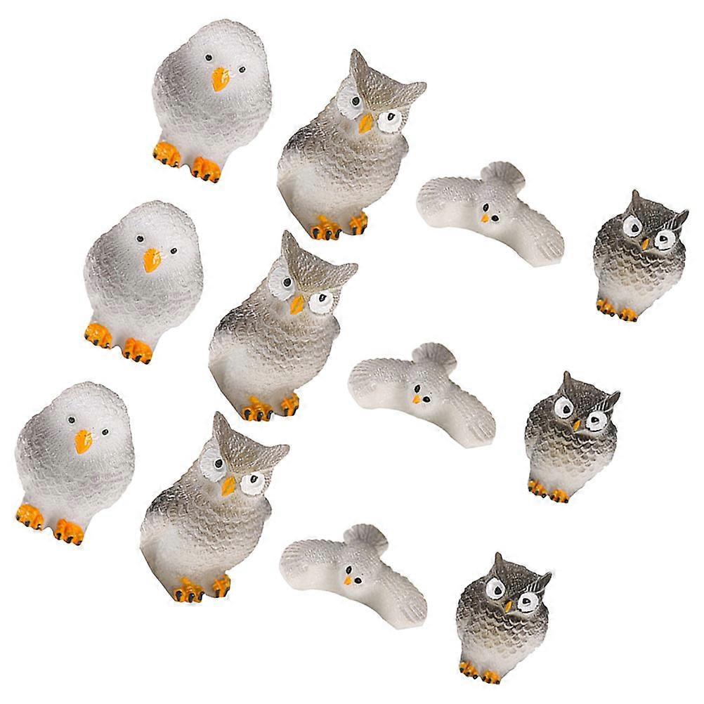 Resin Small Owl Statue Miniature Figurines Decorative 36Pcs