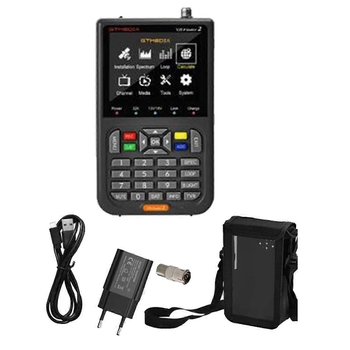 V8 Finder2 Satellite Signal Finder FTA DVB-S/S2/S2X LCD Screen Receiver Meter EU Plug