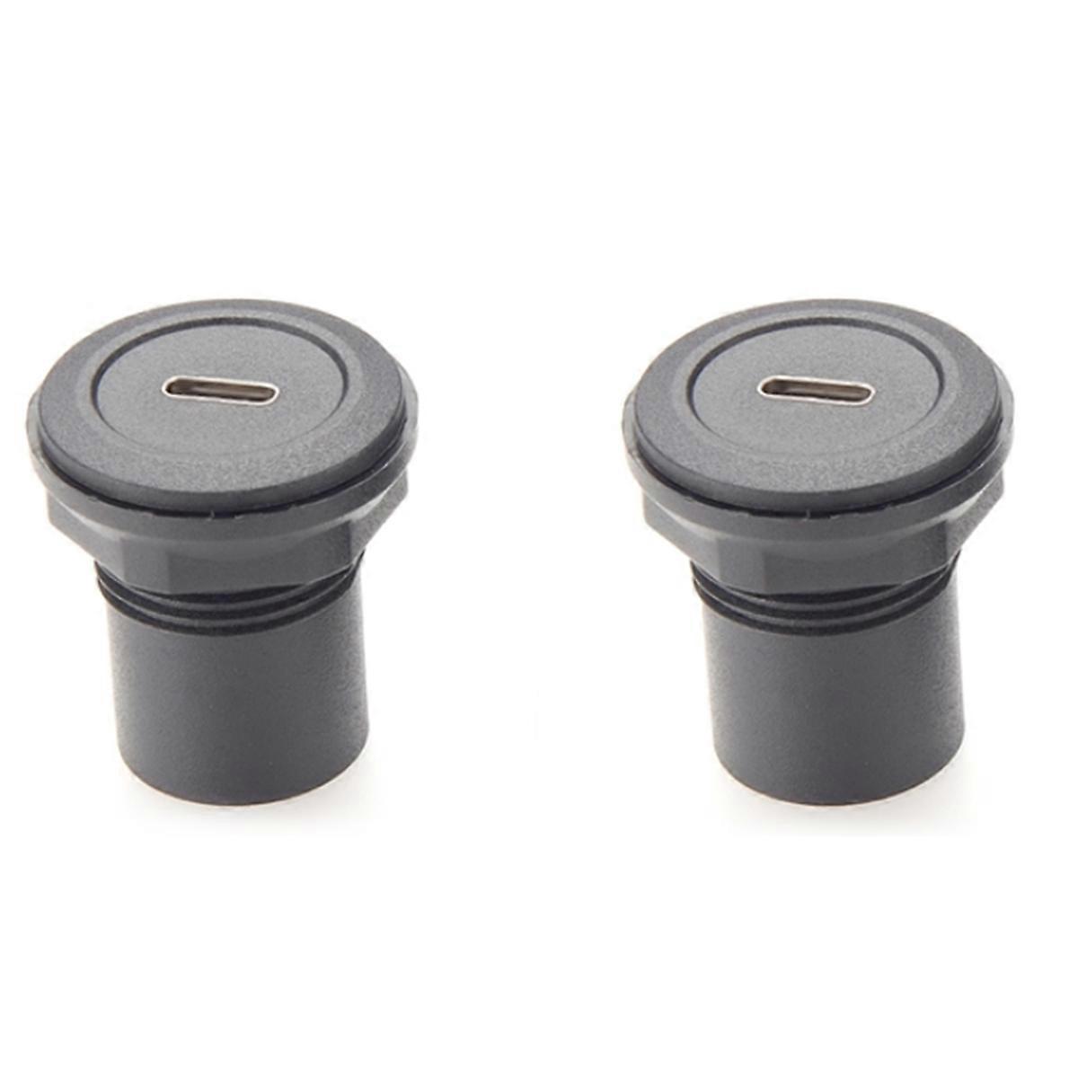 2pc 22mm USB Connector USB C Jack to USB C Jack Round Panel Mount Adapter USB 3.1 Panel Threaded Mou