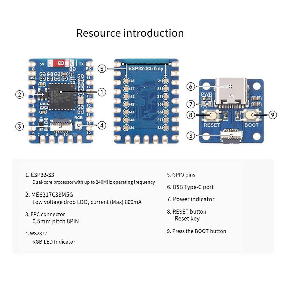 ESP32-S3-Tiny Development Board Kit+FPC Cable Mini Development Board