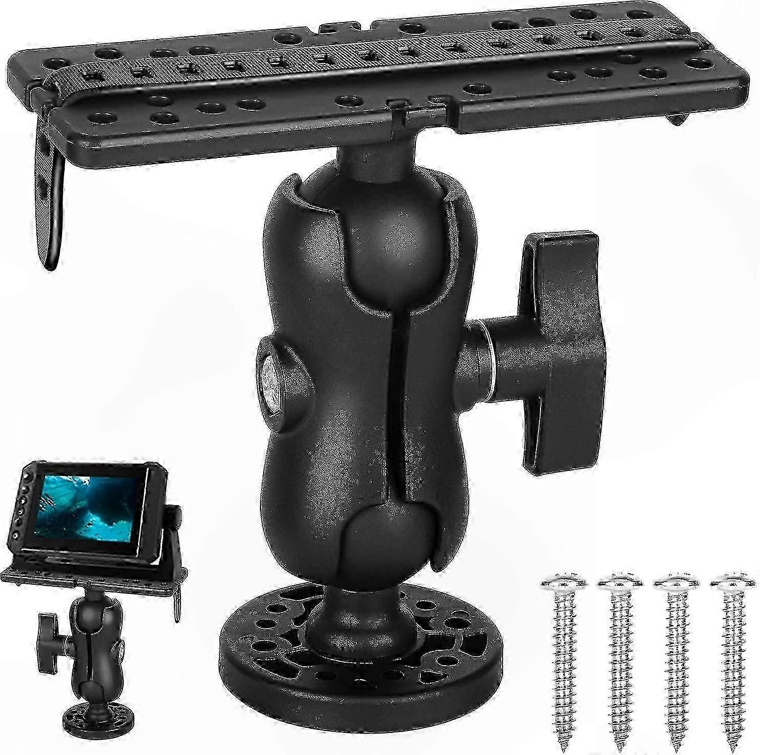 Universal Fish Finder Mounting Base Plate with 360 Adjustable Bracket Holder Rack for Marine Electronics