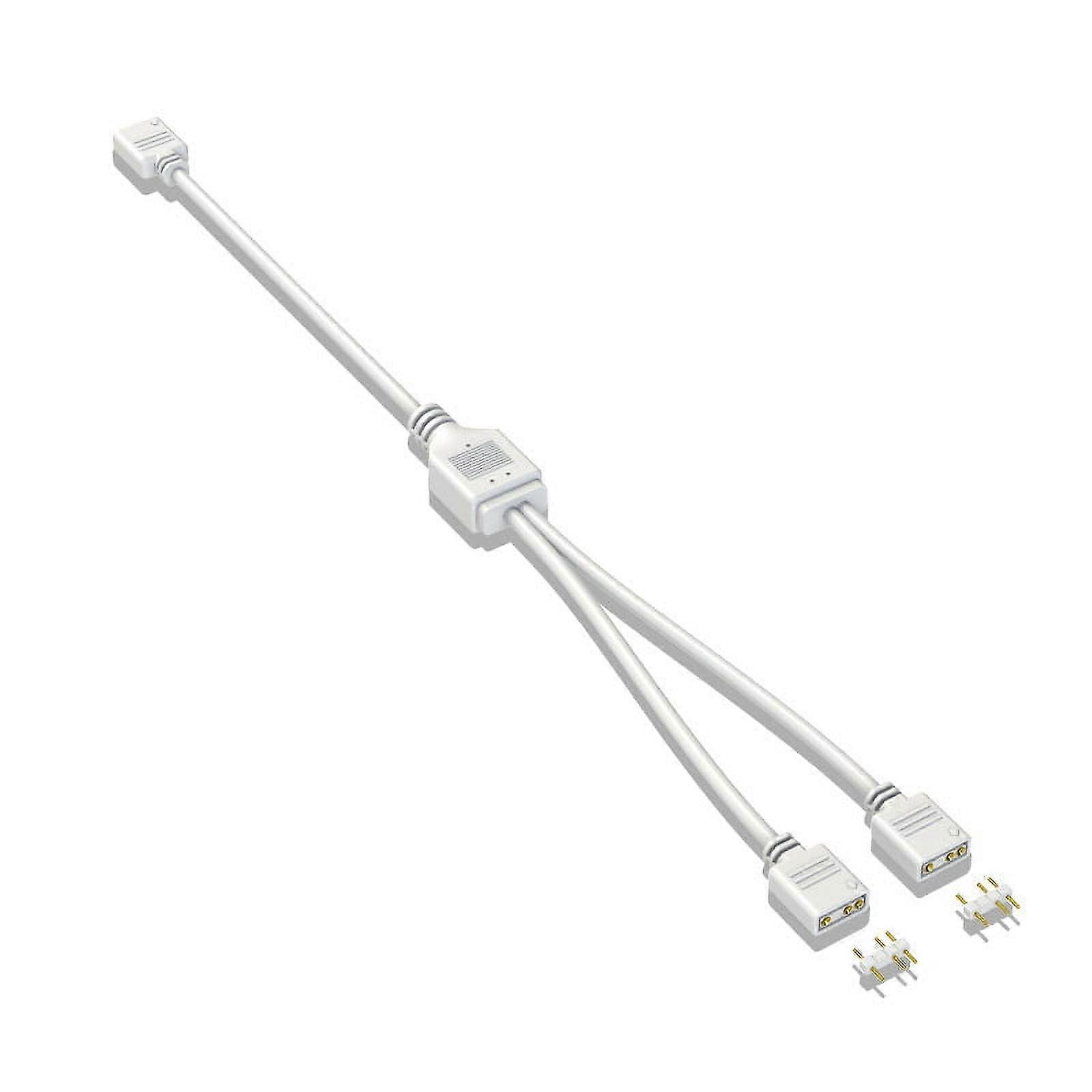 5V 3-Pin Extension Cable for Computer Motherboard 1 Point 2 Hub Cable Connection Extension ARGB Splitter, White