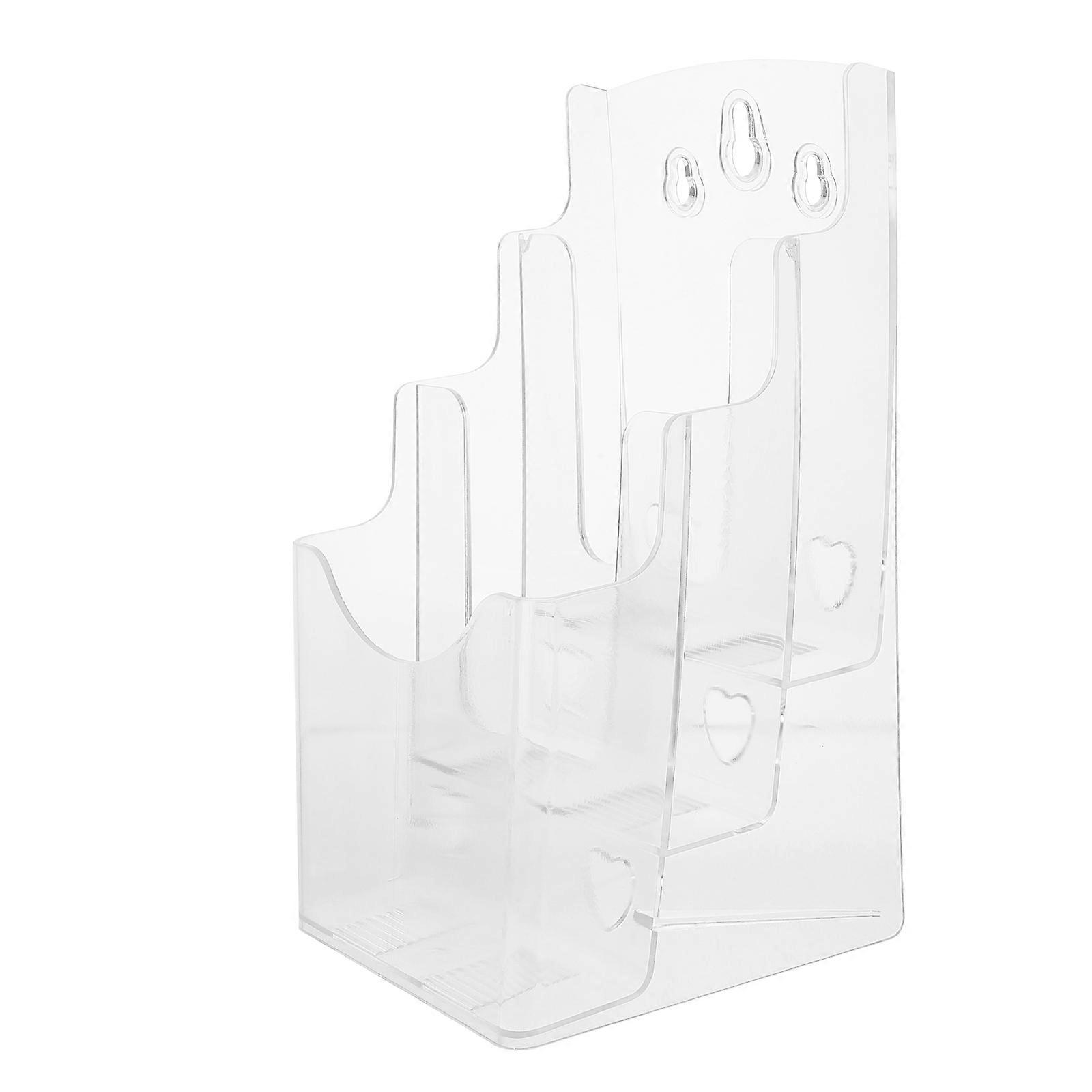 Clear Acrylic Brochure Rack Wall Mount File Holder for Pamphlets 4Pcs