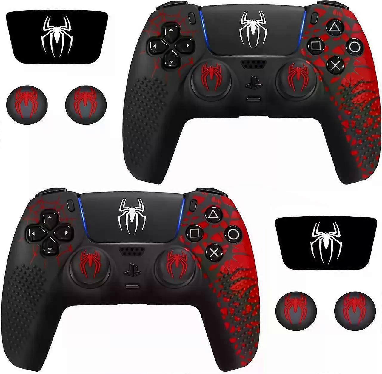 Anti-Slip Controller Skin for PS5 Controller, Accessories, Silicone Cover Case with Thumb Grip Gaps and Touch Pad Sticker 2 Pack