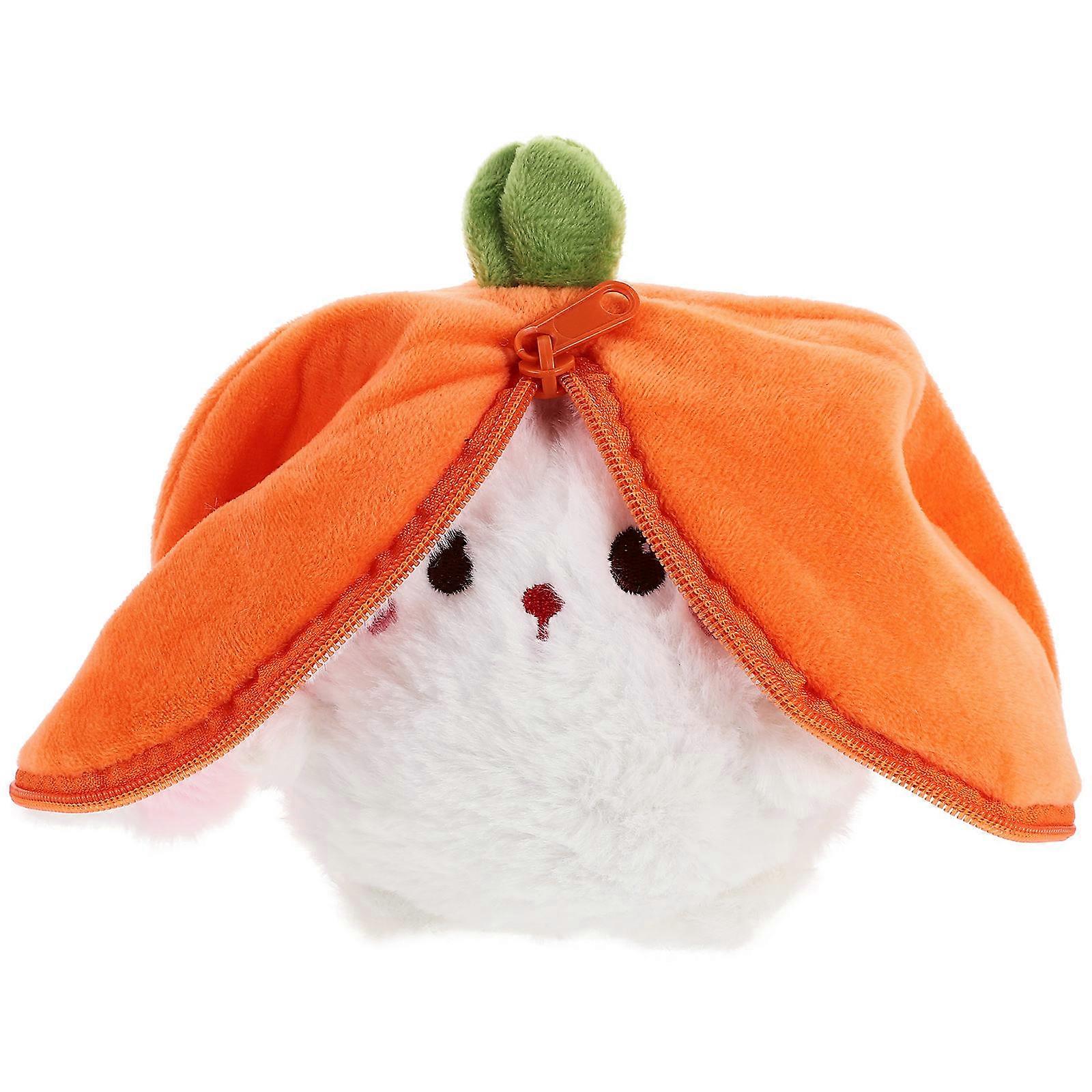 Strawberry Bunny Plush Toy with Zipper Opening for Gift