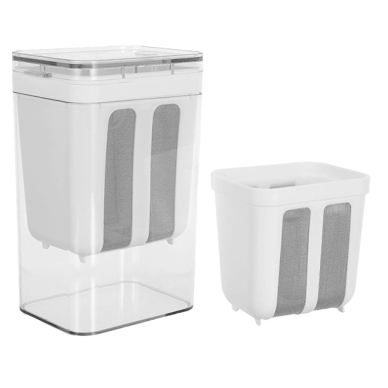 1 Set Greek Yogurt Strainer With Lid - 1.8l Reusable Plastic Strainer Food Mesh Sieve - Cheese Filter - Homemade Yogurt Filter Separator For Soy Milk