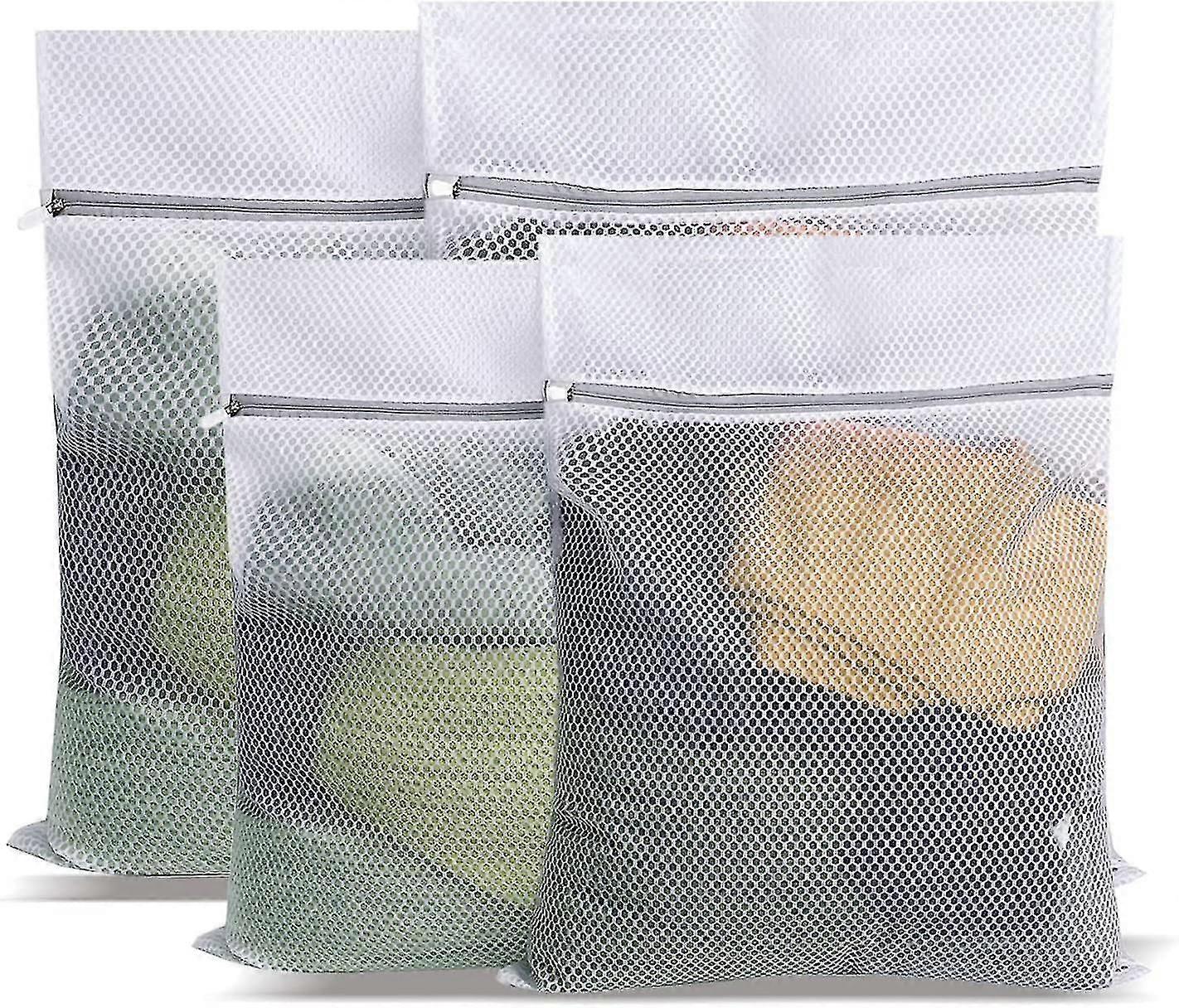2 Pieces Net Washing Bag Durable Honeycomb Mesh Laundry Bag With Zip Closure2l)(t-0-g)