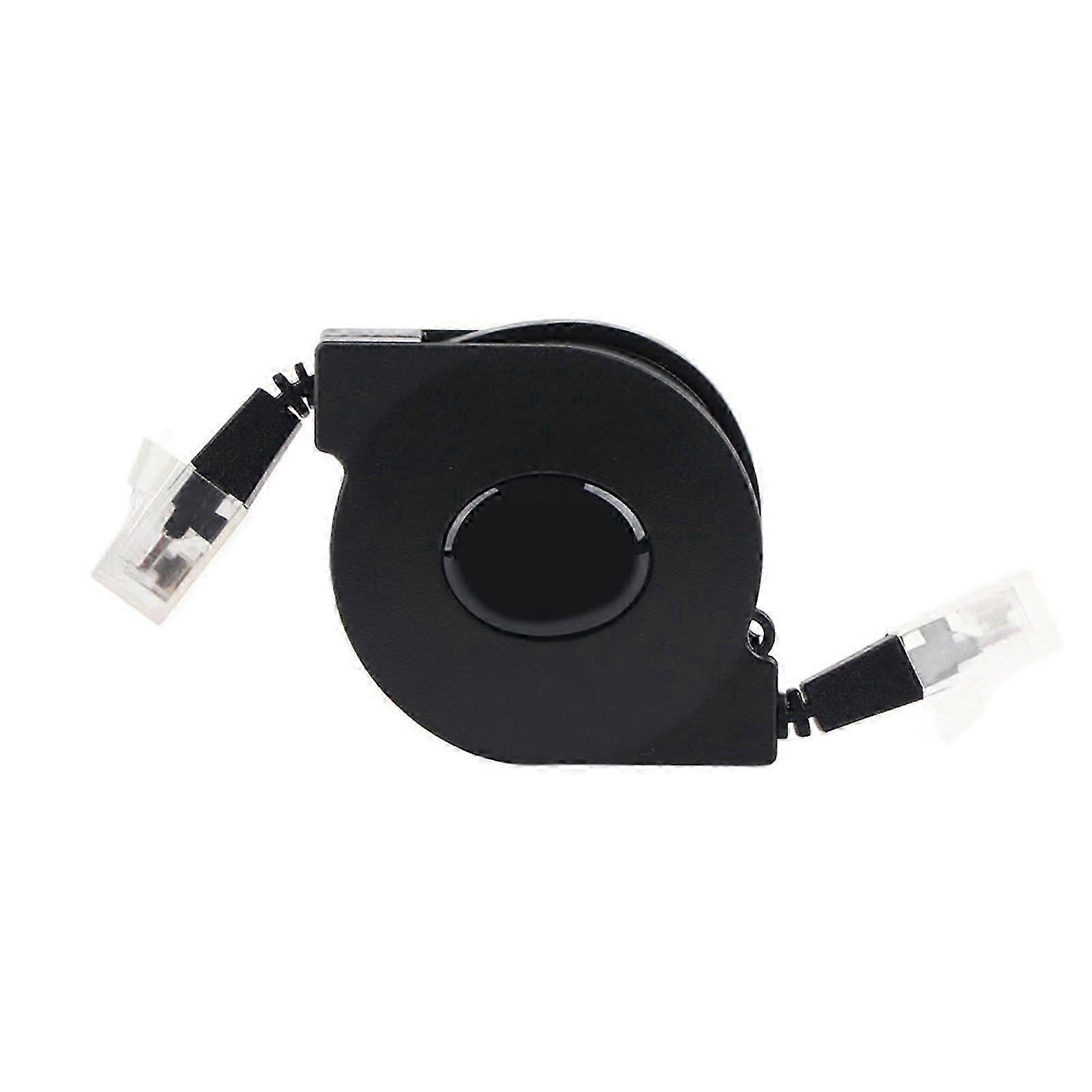 1pc New Adjustable Retractable CAT6 RJ45 Lan Network Cable Cord Black (1m)