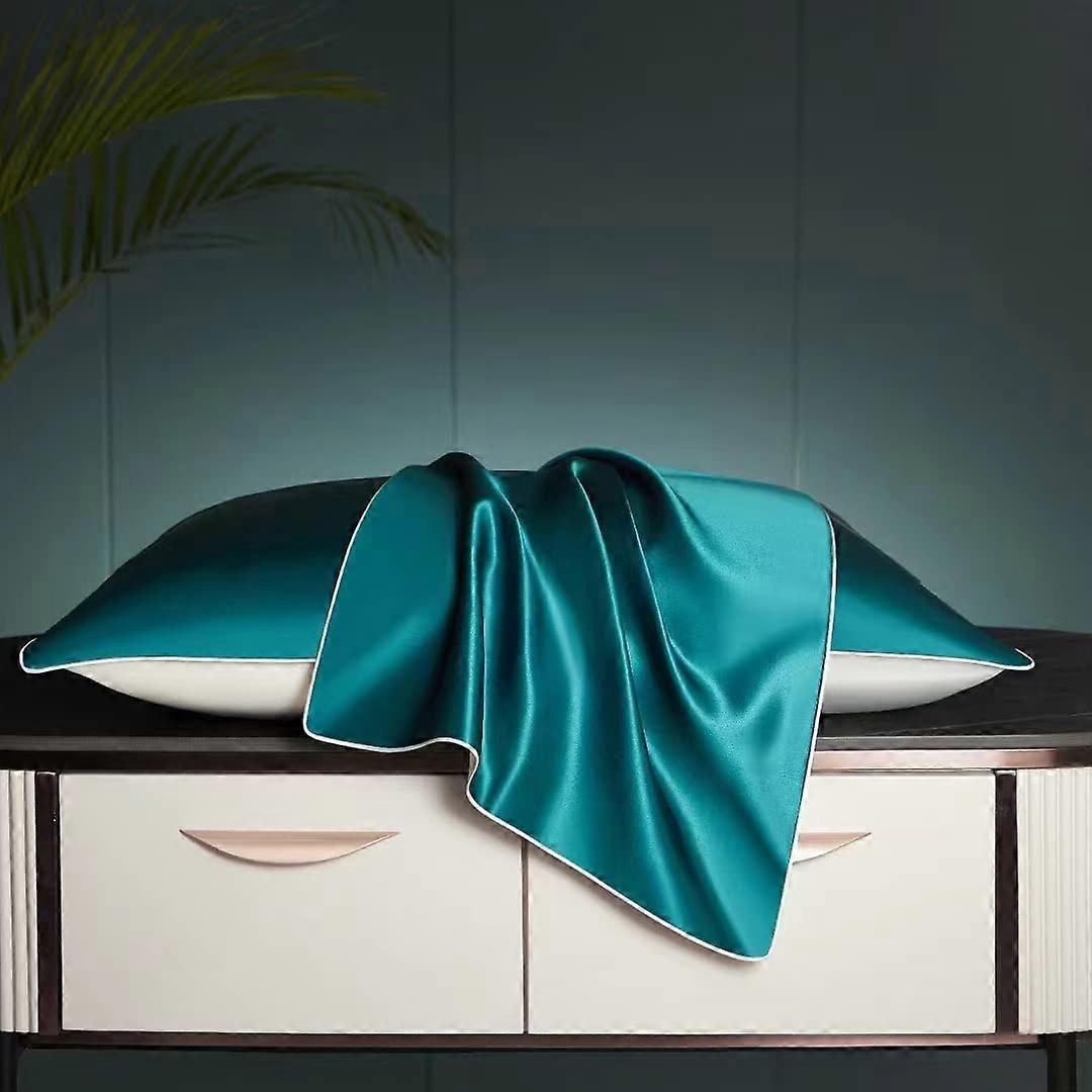 100% Mulberry Silk Charmeuse Silk Pillowcase With Lyocell Underside Envelope Closure 50 x 75 cm Peacock Blue