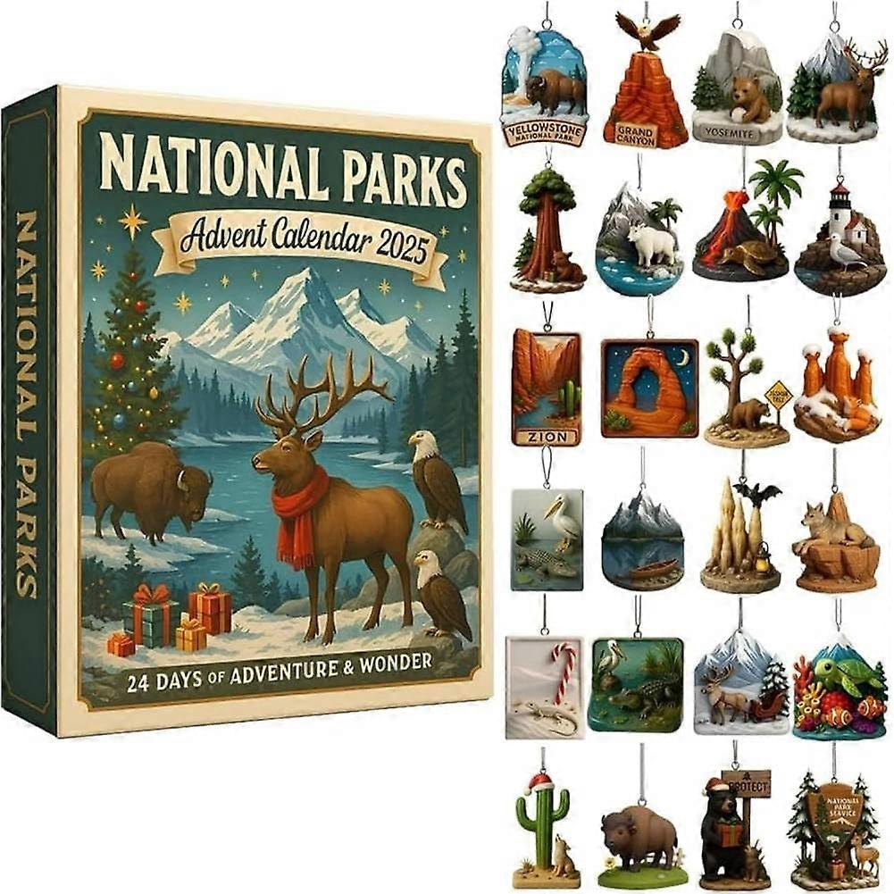 Advent Calendar 2025 24 Days Countdown Calendar 2D Wildlife Pendant Calendars Ornaments