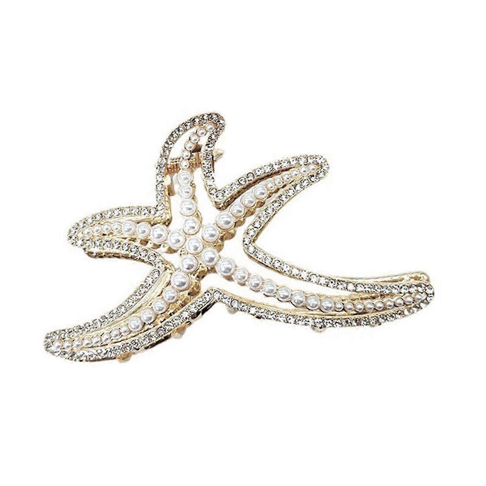 Starfish Rhinestones Pearl  Hair Claw Clip for Adult's