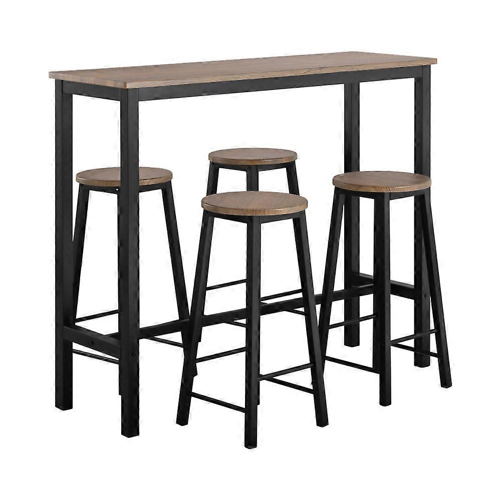 Breakfast Bar Table and Stools Set 5-Piece Kitchen Dining Set with High Table & 4 Stools Bar Set for Small Kitchens and Flats Black,SoBuy OGT22-SCH