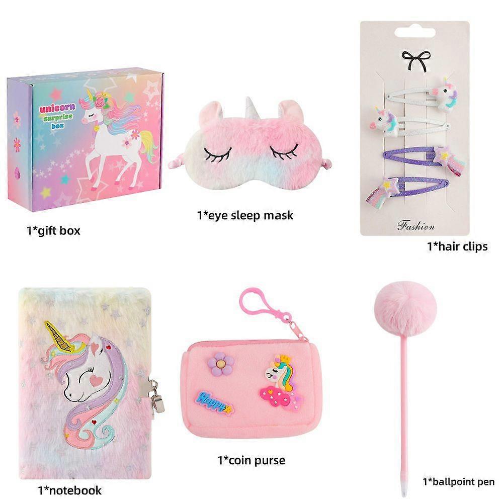 Unicorn Series Kids Stationery Set Gift Box Student Birthday Present Reward Pack Party Supplies Large Notebook Set Small Notebook Set