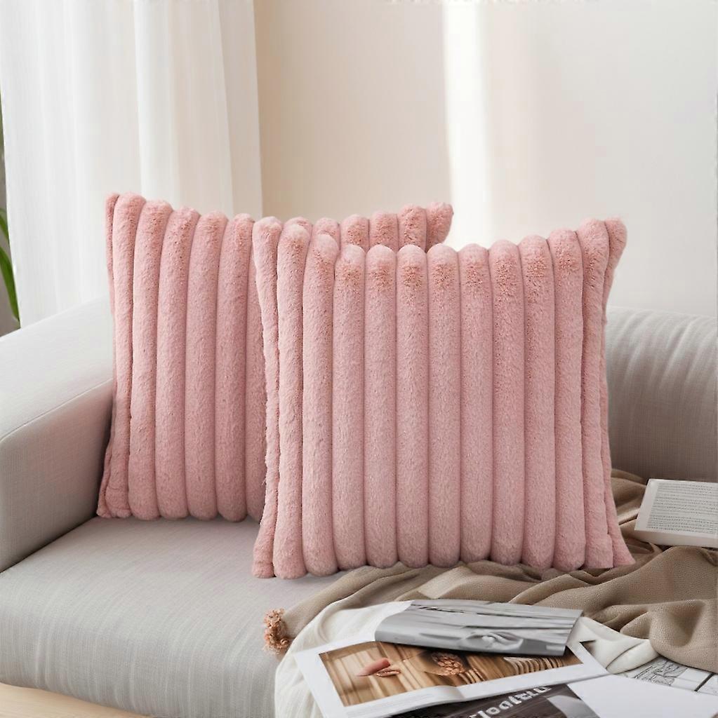 pack of 2 of artificial plush pillowcases, luxurious soft striped decorative pillowcases, suitable for sofa interiors