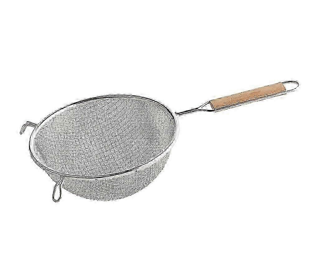 ​8-Inch Double Mesh Strainer with Wooden Handle