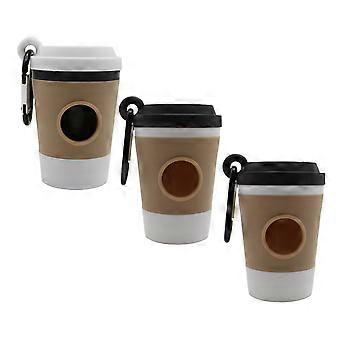 Outdoor Ready Pet Waste Bag Organizers Coffee Cup Shape Waste Bag Dispenser With Quickly Access Durability Construction  2 black 1 white