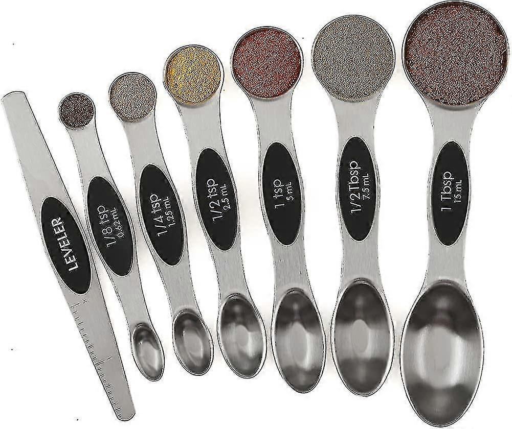 Magnetic Measuring Spoon Set Stainless Steel Double Sided Stackable Teaspoon