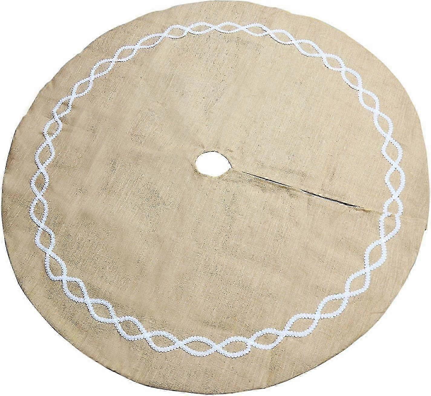 圣诞树裙麻布圣诞树毯子带蕾丝裙圣诞树毯子保护松针圣诞树架地毯Bl