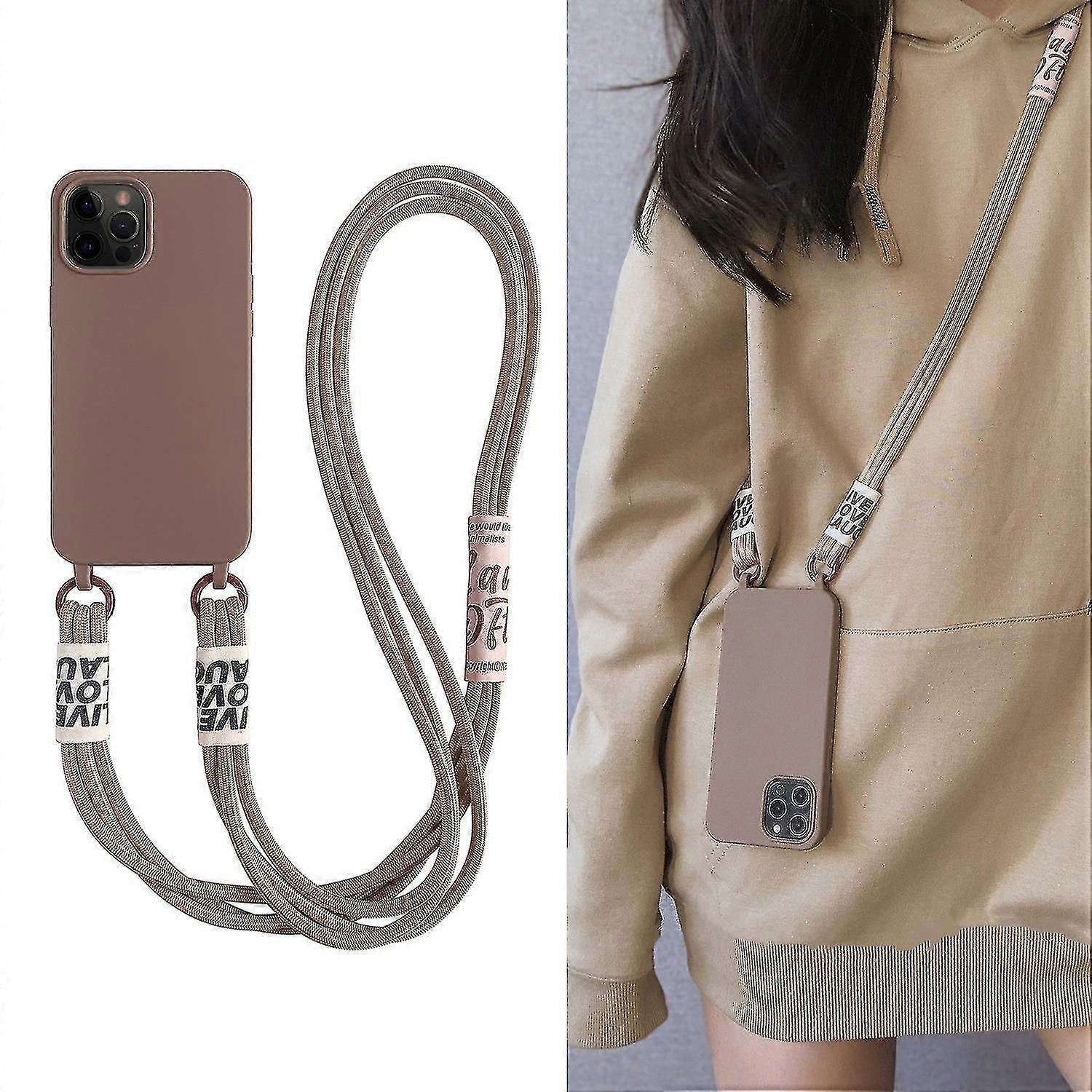 Simple Silicone Shockproof Phone Case Compatible With Iphone 12/13 Series With Crossbody Drawstring